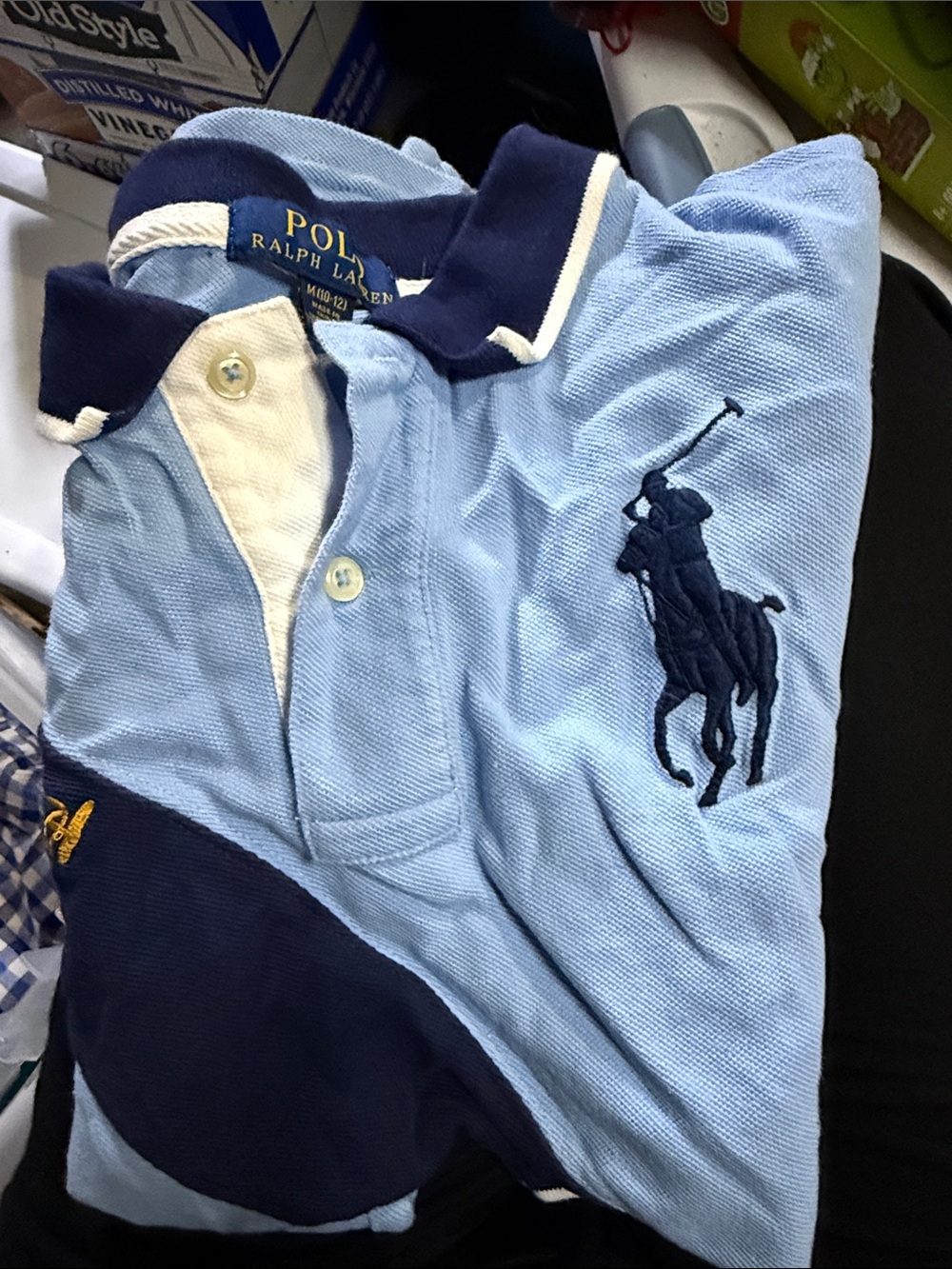 Polo by Ralph Lauren Boys Light Blue and Navy Rugby Polo